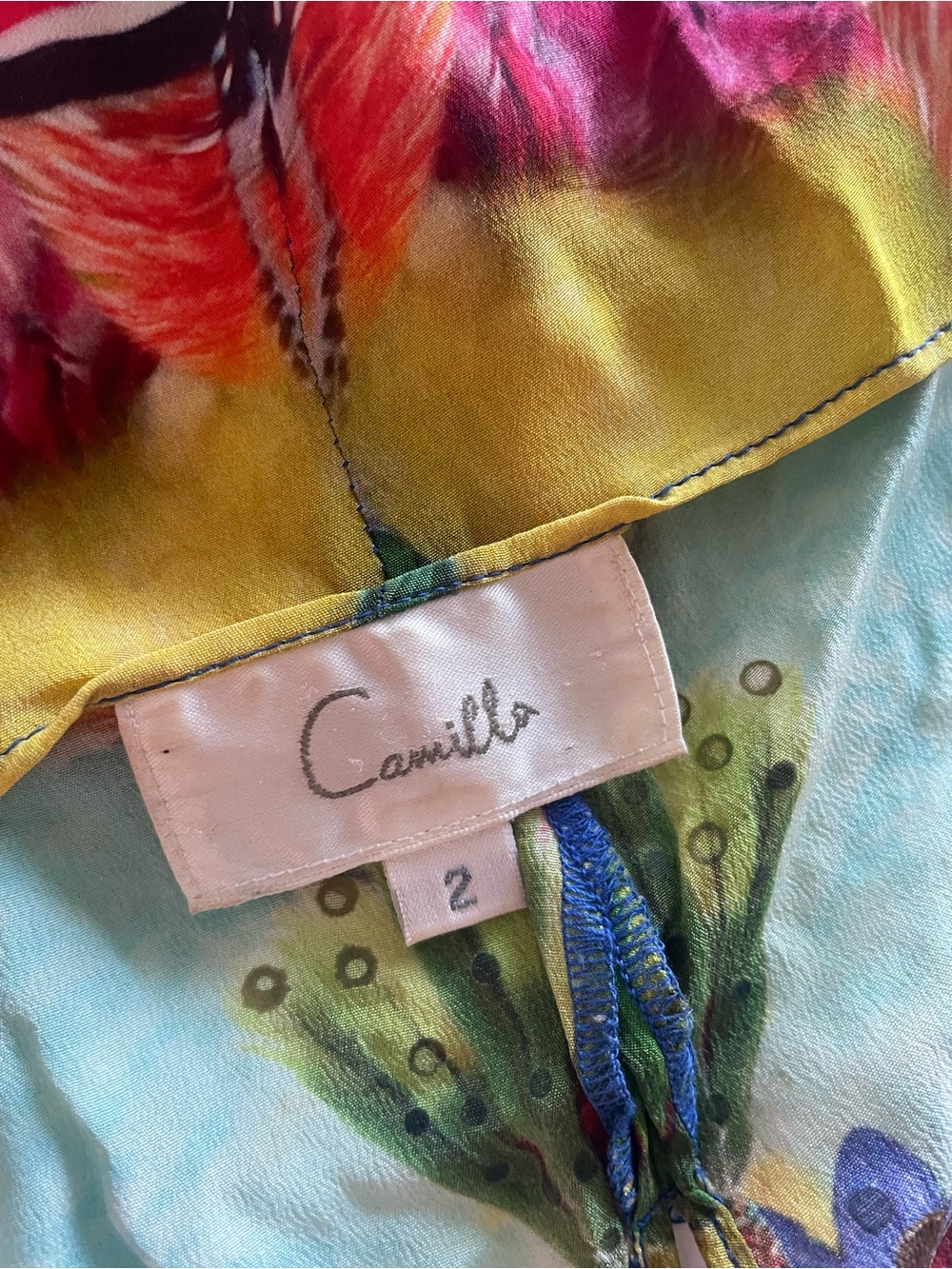 Camilla Multicolor Halter Backless 100% Silk Romper with Swarovski Crystals - Picture 10 of 11